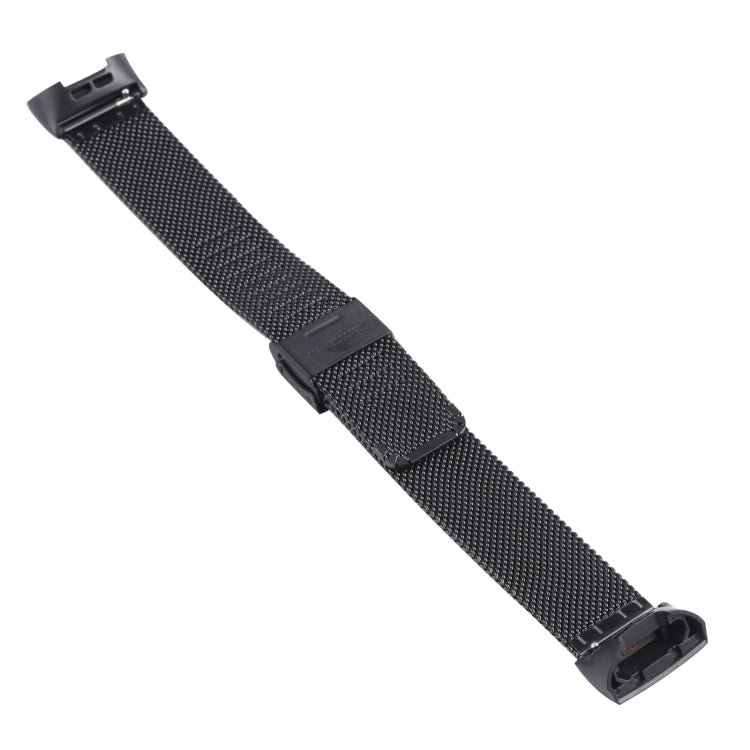 For Fitbit Charge 4 Double Insurance Buckle Milanese Watch Band(Black) by bashfashion