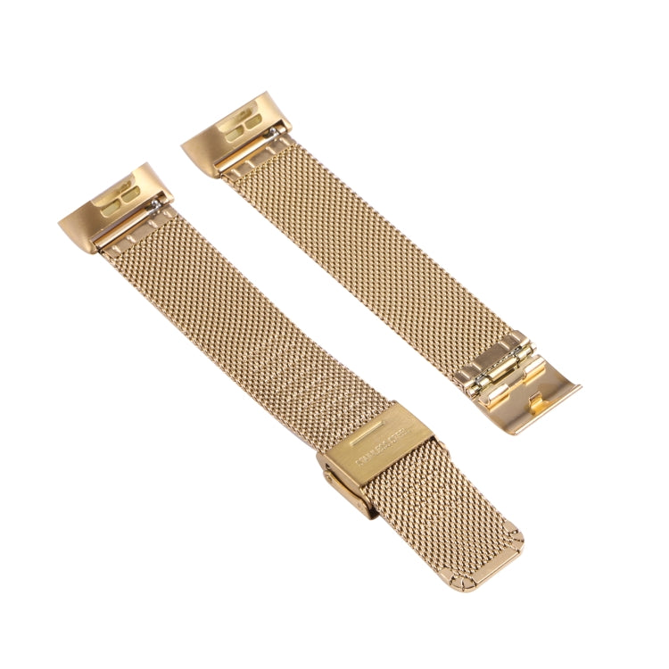For Fitbit Charge 4 Double Insurance Buckle Milanese Watch Band(Gold) by bashfashion