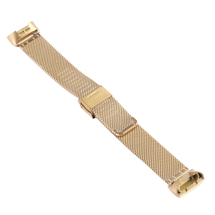 For Fitbit Charge 4 Double Insurance Buckle Milanese Watch Band(Gold) by bashfashion