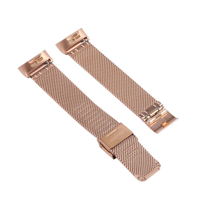 For Fitbit Charge 4 Double Insurance Buckle Milanese Watch Band(Rose Gold) by bashfashion