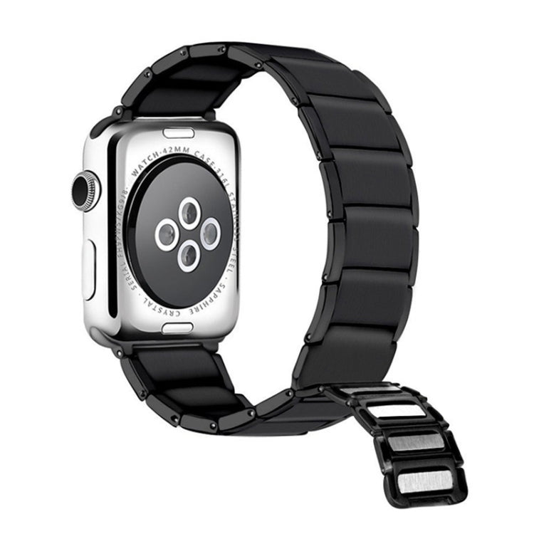 Bamboo Joint Magnetic Steel Watch Band For Apple Watch Ultra 49mm&Watch Ultra 2 49mm / Series 9&8&7 45mm / SE 3&SE 2&6&SE&5&4 44mm / 3&2&1 42mm(Black) by bashfashion