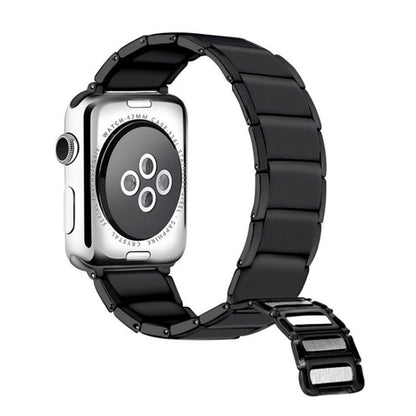 Bamboo Joint Magnetic Steel Watch Band For Apple Watch Ultra 49mm&Watch Ultra 2 49mm / Series 9&8&7 45mm / SE 3&SE 2&6&SE&5&4 44mm / 3&2&1 42mm(Black) by bashfashion