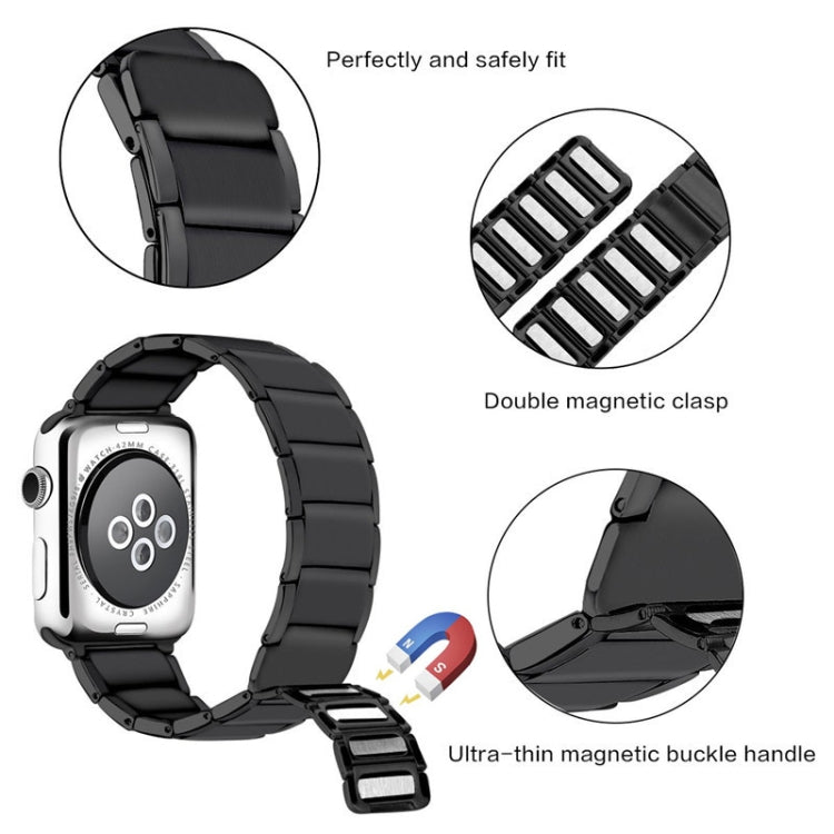 Bamboo Joint Magnetic Steel Watch Band For Apple Watch Ultra 49mm&Watch Ultra 2 49mm / Series 9&8&7 45mm / SE 3&SE 2&6&SE&5&4 44mm / 3&2&1 42mm(Black) by bashfashion