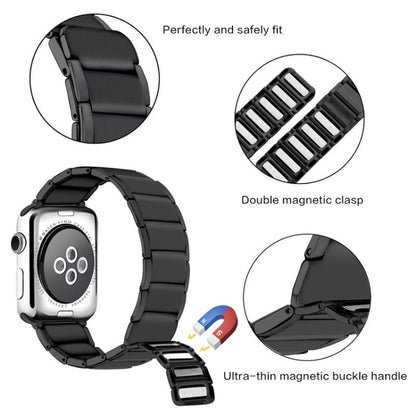 Bamboo Joint Magnetic Steel Watch Band For Apple Watch Ultra 49mm&Watch Ultra 2 49mm / Series 9&8&7 45mm / SE 3&SE 2&6&SE&5&4 44mm / 3&2&1 42mm(Black) by bashfashion