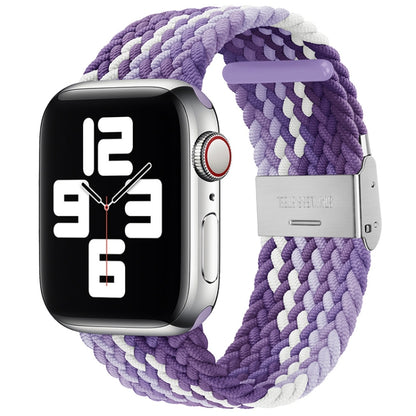 Nylon Braid One Buckle Watch Band For Apple Watch Ultra 49mm&Watch Ultra 2 49mm / Series 9&8&7 45mm / SE 3&SE 2&6&SE&5&4 44mm / 3&2&1 42mm(Grape Purple) by bashfashion