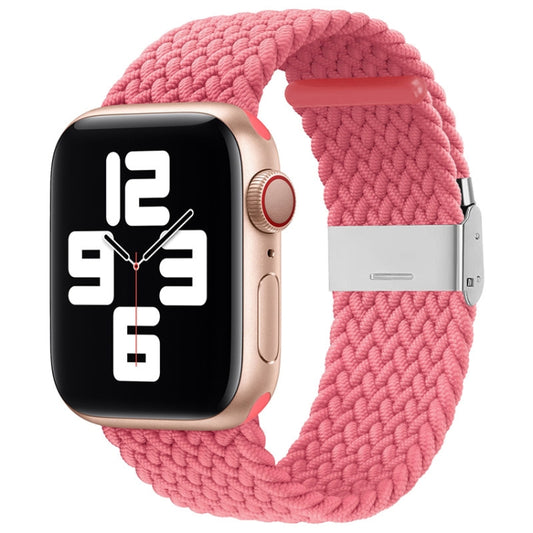 Nylon Braid One Buckle Watch Band For Apple Watch Ultra 49mm&Watch Ultra 2 49mm / Series 9&8&7 45mm / SE 3&SE 2&6&SE&5&4 44mm / 3&2&1 42mm(Pink) by bashfashion