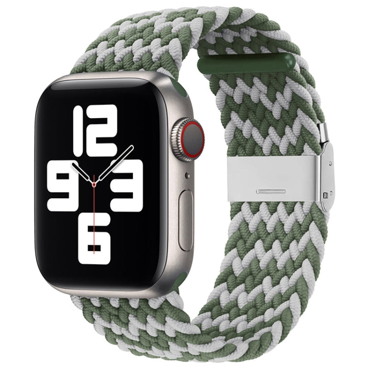 Nylon Braid One Buckle Watch Band For Apple Watch Ultra 49mm&Watch Ultra 2 49mm / Series 9&8&7 45mm / SE 3&SE 2&6&SE&5&4 44mm / 3&2&1 42mm(W Green Grey) by bashfashion