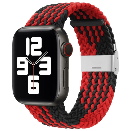 Nylon Braid One Buckle Watch Band For Apple Watch Ultra 49mm&Watch Ultra 2 49mm / Series 9&8&7 45mm / SE 3&SE 2&6&SE&5&4 44mm / 3&2&1 42mm(Z Black Red) by bashfashion
