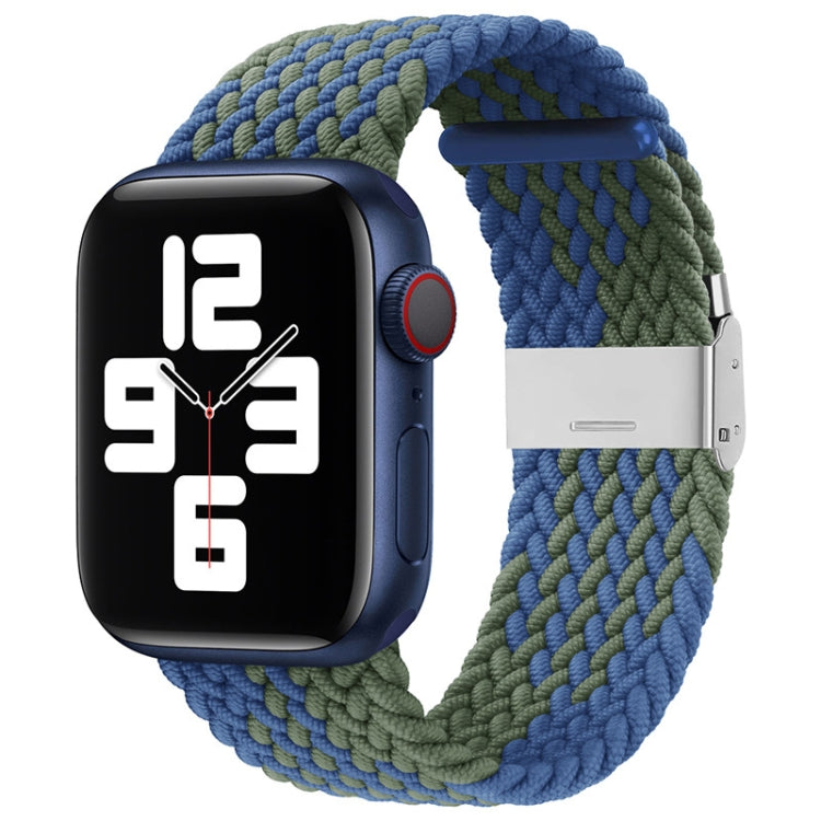 Nylon Braid One Buckle Watch Band For Apple Watch Ultra 49mm&Watch Ultra 2 49mm / Series 9&8&7 45mm / SE 3&SE 2&6&SE&5&4 44mm / 3&2&1 42mm(Z Blue Green) by bashfashion