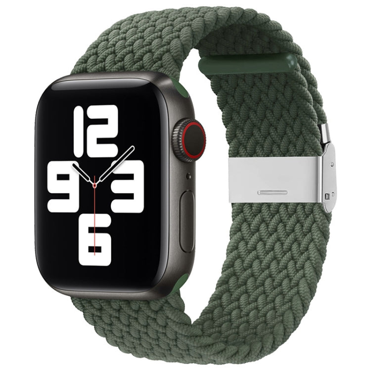 Nylon Braid One Buckle Watch Band For Apple Watch Ultra 49mm&Watch Ultra 2 49mm / Series 9&8&7 45mm / SE 3&SE 2&6&SE&5&4 44mm / 3&2&1 42mm(Dark Olive) by bashfashion