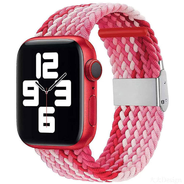 Nylon Braid One Buckle Watch Band For Apple Watch Ultra 49mm&Watch Ultra 2 49mm / Series 9&8&7 45mm / SE 3&SE 2&6&SE&5&4 44mm / 3&2&1 42mm(Strawberry Red) by bashfashion