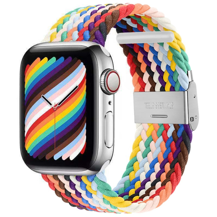 Nylon Braid One Buckle Watch Band For Apple Watch Ultra 49mm&Watch Ultra 2 49mm / Series 9&8&7 45mm / SE 3&SE 2&6&SE&5&4 44mm / 3&2&1 42mm(Rainbow) by bashfashion