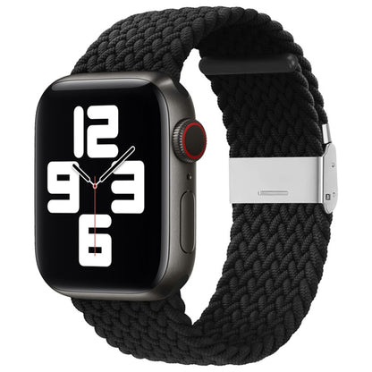 Nylon Braid One Buckle Watch Band For Apple Watch Ultra 49mm&Watch Ultra 2 49mm / Series 9&8&7 45mm / SE 3&SE 2&6&SE&5&4 44mm / 3&2&1 42mm(Black) by bashfashion