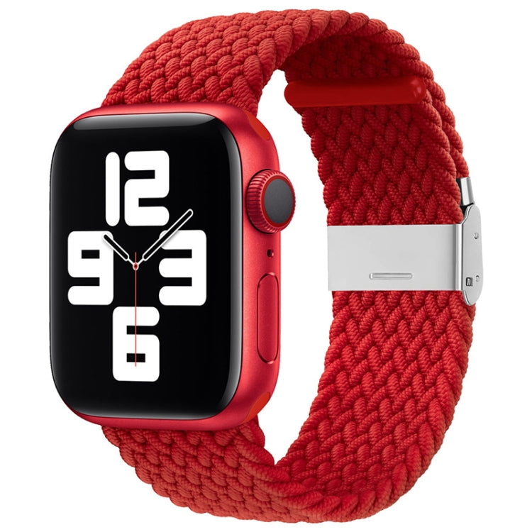 Nylon Braid One Buckle Watch Band For Apple Watch Ultra 49mm&Watch Ultra 2 49mm / Series 9&8&7 45mm / SE 3&SE 2&6&SE&5&4 44mm / 3&2&1 42mm(Red) by bashfashion
