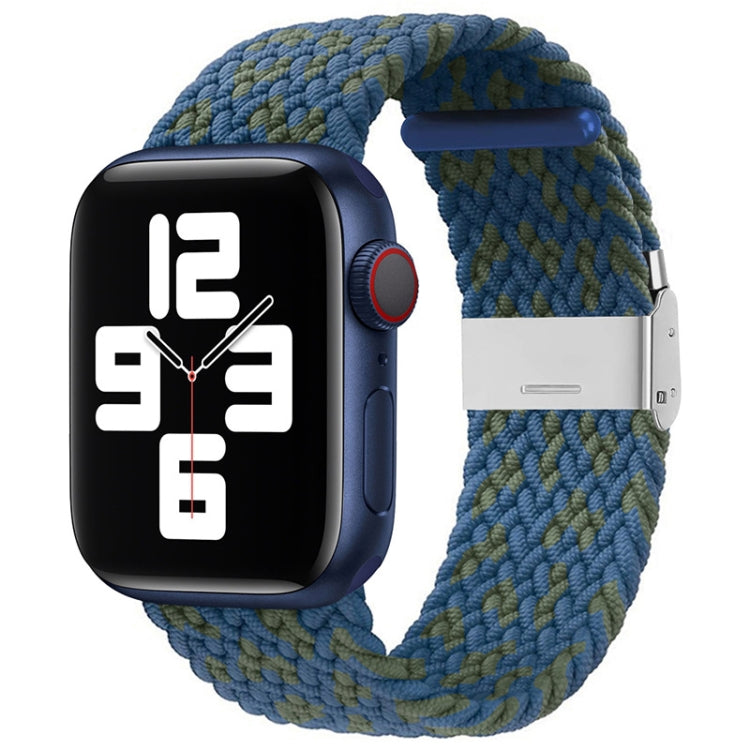 Nylon Braid One Buckle Watch Band For Apple Watch Ultra 49mm&Watch Ultra 2 49mm / Series 9&8&7 45mm / SE 3&SE 2&6&SE&5&4 44mm / 3&2&1 42mm(Blue Green) by bashfashion