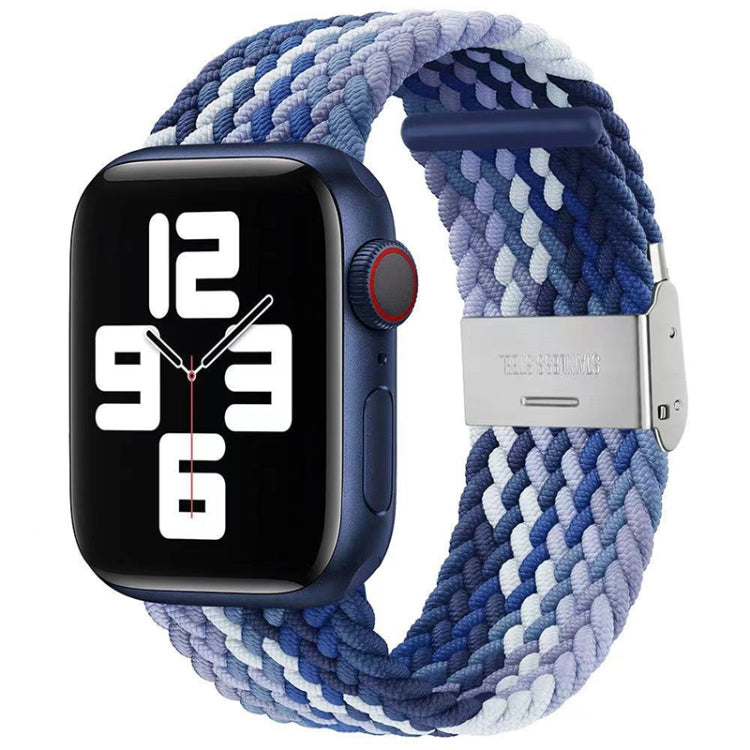 Nylon Braid One Buckle Watch Band For Apple Watch Ultra 49mm&Watch Ultra 2 49mm / Series 9&8&7 45mm / SE 3&SE 2&6&SE&5&4 44mm / 3&2&1 42mm(Blueberry) by bashfashion