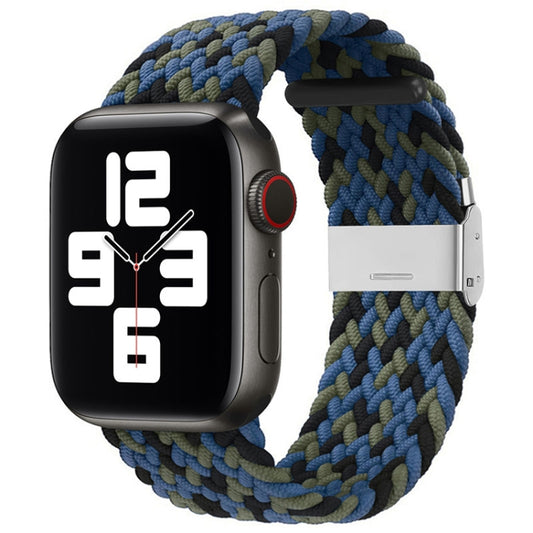 Nylon Braid One Buckle Watch Band For Apple Watch Ultra 49mm&Watch Ultra 2 49mm / Series 9&8&7 45mm / SE 3&SE 2&6&SE&5&4 44mm / 3&2&1 42mm(Blue Camouflage) by bashfashion
