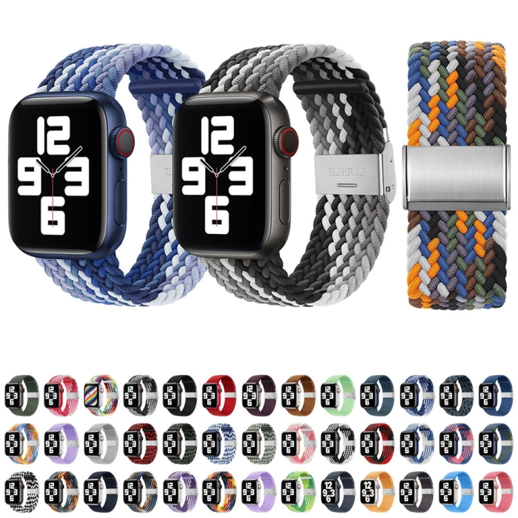 Nylon Braid One Buckle Watch Band For Apple Watch Ultra 49mm&Watch Ultra 2 49mm / Series 9&8&7 45mm / SE 3&SE 2&6&SE&5&4 44mm / 3&2&1 42mm(Z Blue Pink) by bashfashion