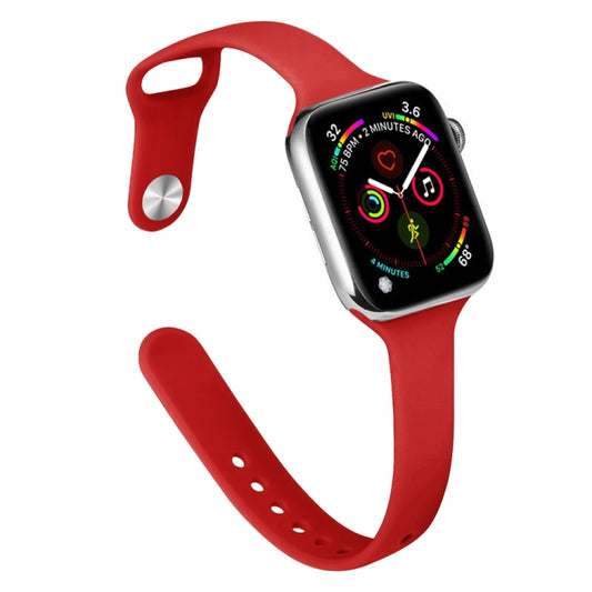 Slimming Silicone Watch Band For Apple Watch Ultra 49mm&Watch Ultra 2 49mm / Series 9&8&7 45mm / SE 3&SE 2&6&SE&5&4 44mm / 3&2&1 42mm(Red) by bashfashion