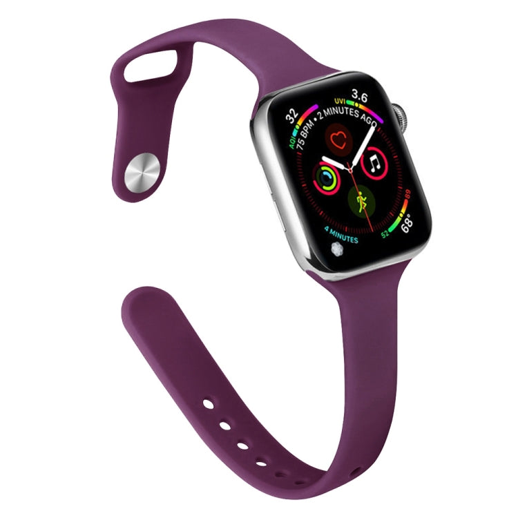 Slimming Silicone Watch Band For Apple Watch Ultra 49mm&Watch Ultra 2 49mm / Series 9&8&7 45mm / SE 3&SE 2&6&SE&5&4 44mm / 3&2&1 42mm(Dark Purple) by bashfashion