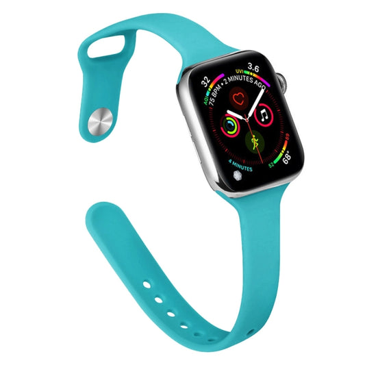 Slimming Silicone Watch Band For Apple Watch Ultra 49mm&Watch Ultra 2 49mm / Series 9&8&7 45mm / SE 3&SE 2&6&SE&5&4 44mm / 3&2&1 42mm(Teal Green) by bashfashion