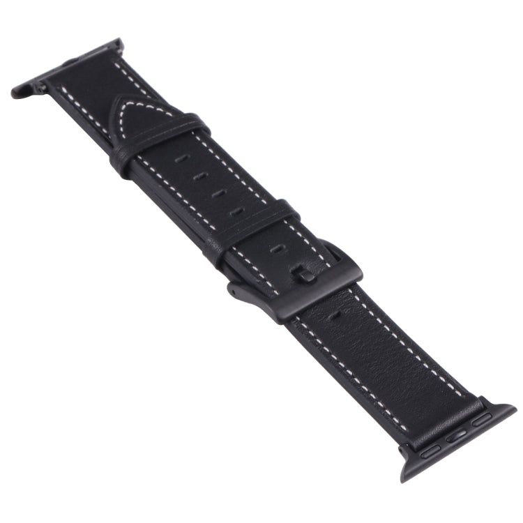 Leather Watch Band For Apple Watch Ultra 49mm&Watch Ultra 2 49mm / Series 9&8&7 45mm / SE 3&SE 2&6&SE&5&4 44mm / 3&2&1 42mm(Black) by bashfashion