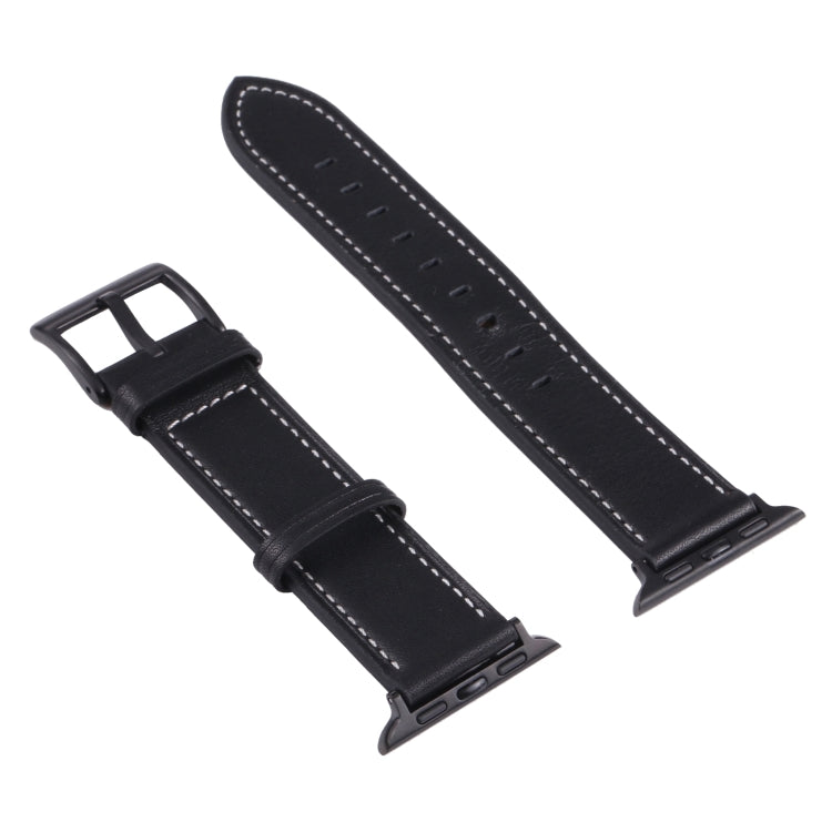 Leather Watch Band For Apple Watch Ultra 49mm&Watch Ultra 2 49mm / Series 9&8&7 45mm / SE 3&SE 2&6&SE&5&4 44mm / 3&2&1 42mm(Black) by bashfashion