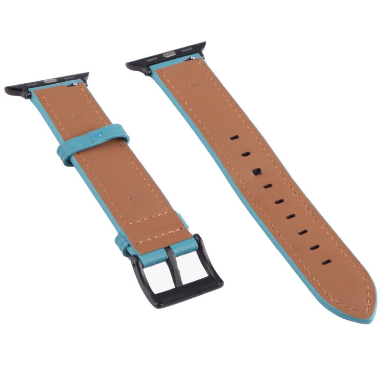 Leather Watch Band For Apple Watch Ultra 49mm&Watch Ultra 2 49mm / Series 9&8&7 45mm / SE 3&SE 2&6&SE&5&4 44mm / 3&2&1 42mm(Blue) by bashfashion