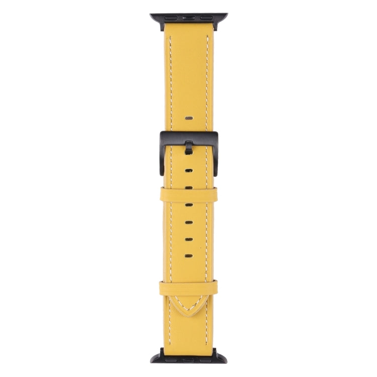 Leather Watch Band For Apple Watch Series 9&8&7 41mm / SE 3&SE 2&6&SE&5&4 40mm / 3&2&1 38mm(Yellow) by bashfashion