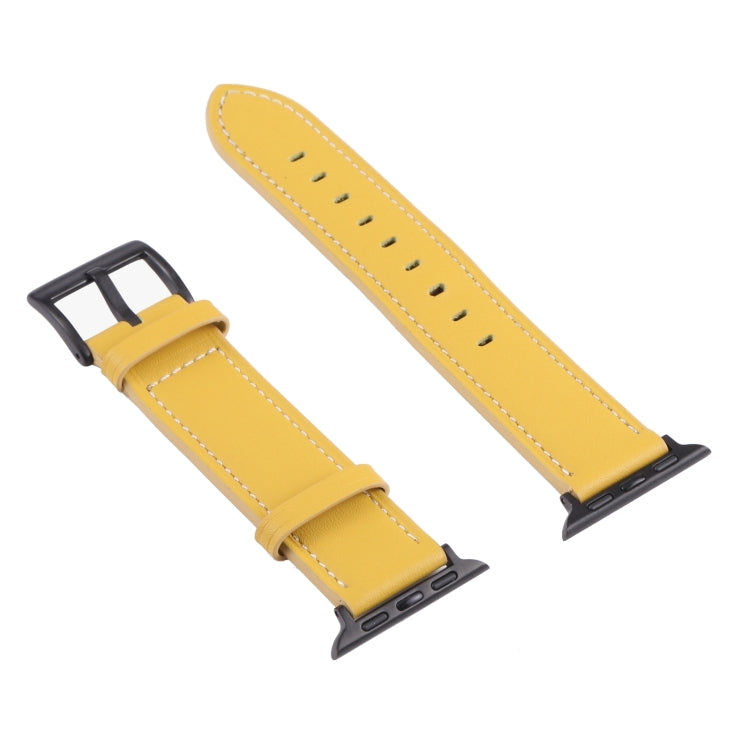 Leather Watch Band For Apple Watch Series 9&8&7 41mm / SE 3&SE 2&6&SE&5&4 40mm / 3&2&1 38mm(Yellow) by bashfashion