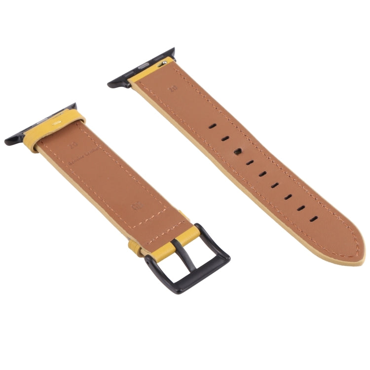 Leather Watch Band For Apple Watch Series 9&8&7 41mm / SE 3&SE 2&6&SE&5&4 40mm / 3&2&1 38mm(Yellow) by bashfashion