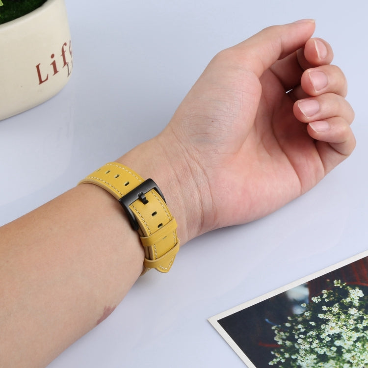 Leather Watch Band For Apple Watch Series 9&8&7 41mm / SE 3&SE 2&6&SE&5&4 40mm / 3&2&1 38mm(Yellow) by bashfashion