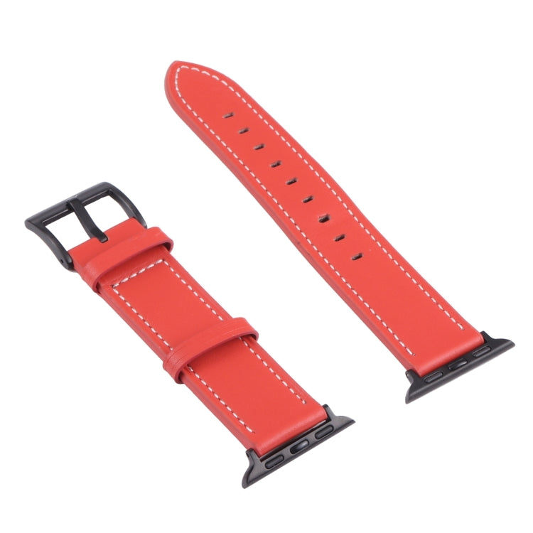 Leather Watch Band For Apple Watch Series 9&8&7 41mm / SE 3&SE 2&6&SE&5&4 40mm / 3&2&1 38mm(Red) by bashfashion