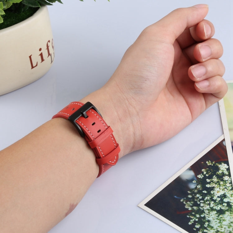 Leather Watch Band For Apple Watch Series 9&8&7 41mm / SE 3&SE 2&6&SE&5&4 40mm / 3&2&1 38mm(Red) by bashfashion