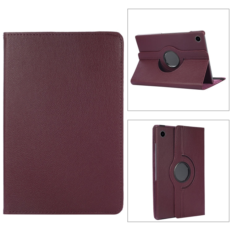 For Samsung Galaxy Tab A8 360 Degree Rotation Litchi Texture Tablet Leather Case with Holder & Sleep / Wake-up Function(Purple) by bashfashion