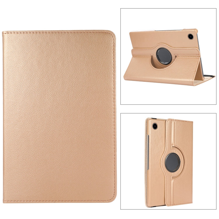 For Samsung Galaxy Tab A8 360 Degree Rotation Litchi Texture Tablet Leather Case with Holder & Sleep / Wake-up Function(Gold) by bashfashion