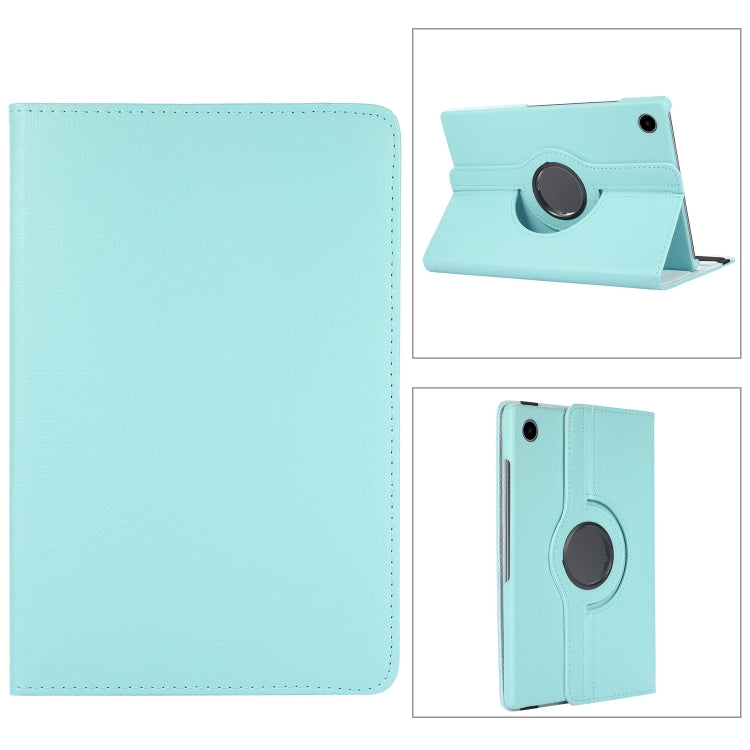 For Samsung Galaxy Tab A8 360 Degree Rotation Litchi Texture Tablet Leather Case with Holder & Sleep / Wake-up Function(Sky Blue) by bashfashion