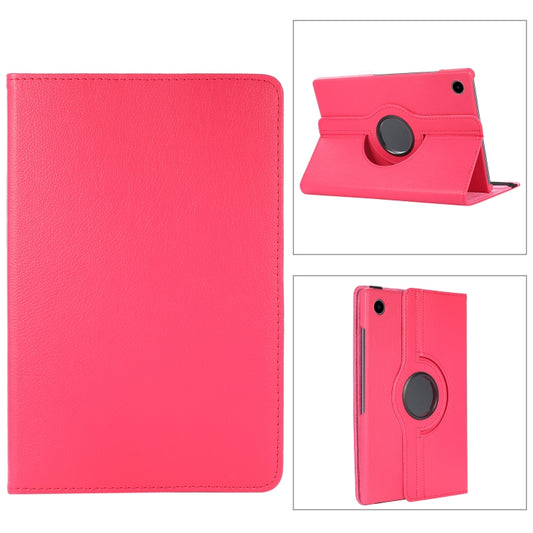 For Samsung Galaxy Tab A8 360 Degree Rotation Litchi Texture Tablet Leather Case with Holder & Sleep / Wake-up Function(Rose Red) by bashfashion