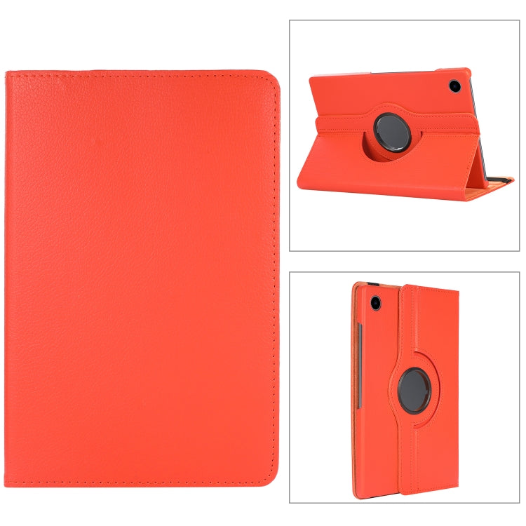 For Samsung Galaxy Tab A8 360 Degree Rotation Litchi Texture Tablet Leather Case with Holder & Sleep / Wake-up Function(Orange) by bashfashion