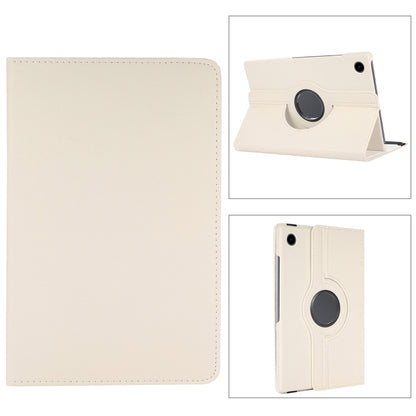 For Samsung Galaxy Tab A8 360 Degree Rotation Litchi Texture Tablet Leather Case with Holder & Sleep / Wake-up Function(White) by bashfashion