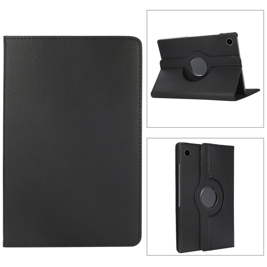 For Samsung Galaxy Tab A8 360 Degree Rotation Litchi Texture Tablet Leather Case with Holder & Sleep / Wake-up Function(Black) by bashfashion
