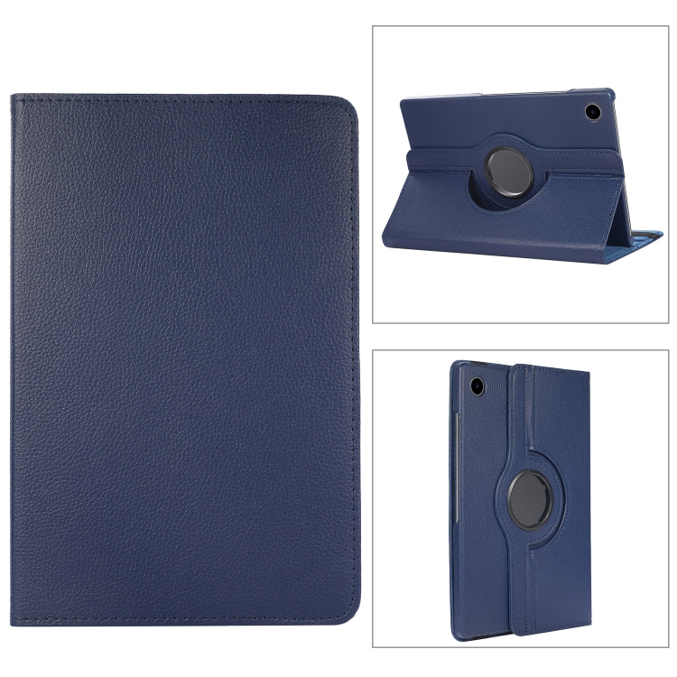 For Samsung Galaxy Tab A8 360 Degree Rotation Litchi Texture Tablet Leather Case with Holder & Sleep / Wake-up Function(Dark Blue) by bashfashion