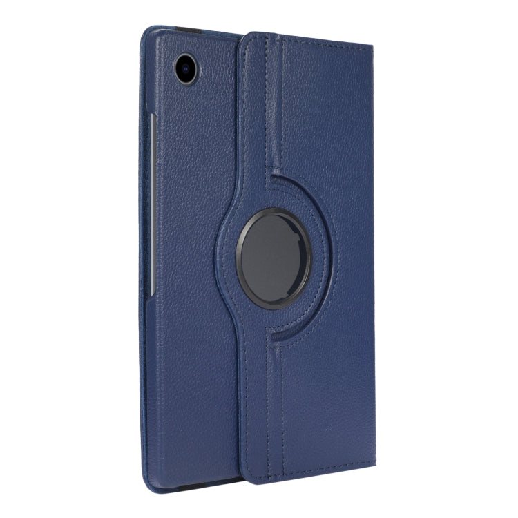 For Samsung Galaxy Tab A8 360 Degree Rotation Litchi Texture Tablet Leather Case with Holder & Sleep / Wake-up Function(Dark Blue) by bashfashion