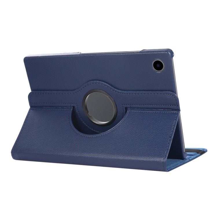 For Samsung Galaxy Tab A8 360 Degree Rotation Litchi Texture Tablet Leather Case with Holder & Sleep / Wake-up Function(Dark Blue) by bashfashion