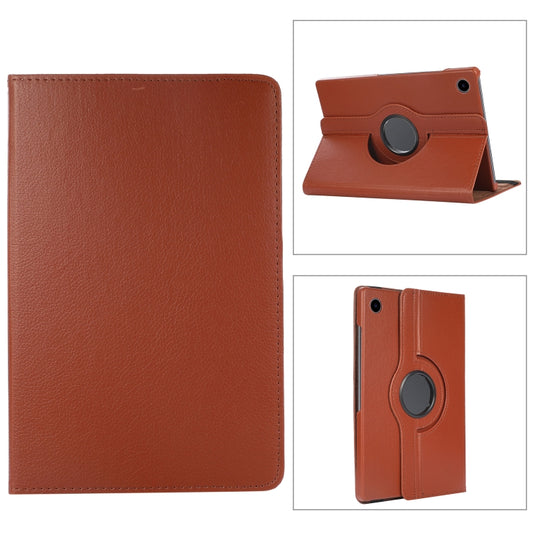 For Samsung Galaxy Tab A8 360 Degree Rotation Litchi Texture Tablet Leather Case with Holder & Sleep / Wake-up Function(Brown) by bashfashion