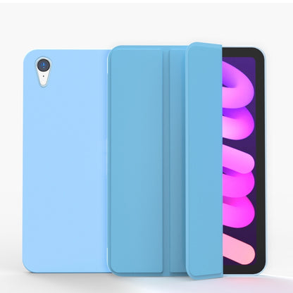 For iPad mini 2024 / mini 6 Double-sided Matte TPU Tablet Leather Case with 3-folding Holder & Sleep / Wake-up Function(Sky Blue) by bashfashion