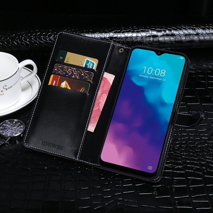 For ZTE Blade V30 Vita idewei Crocodile Texture Horizontal Flip Phone Leather Case(Black) by idewei