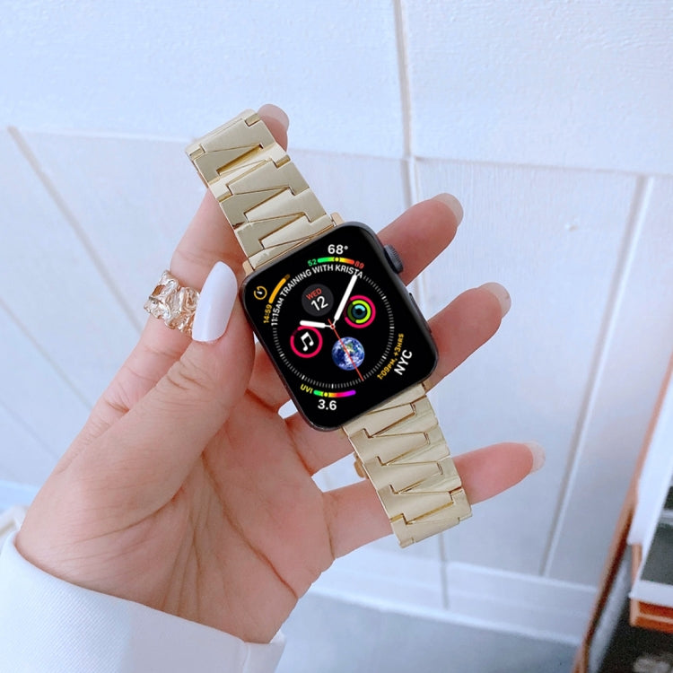 Lightning Shape Stainless Steel Watch Band For Apple Watch Series 9&8&7 41mm / SE 3&SE 2&6&SE&5&4 40mm / 3&2&1 38mm(Gold) by bashfashion