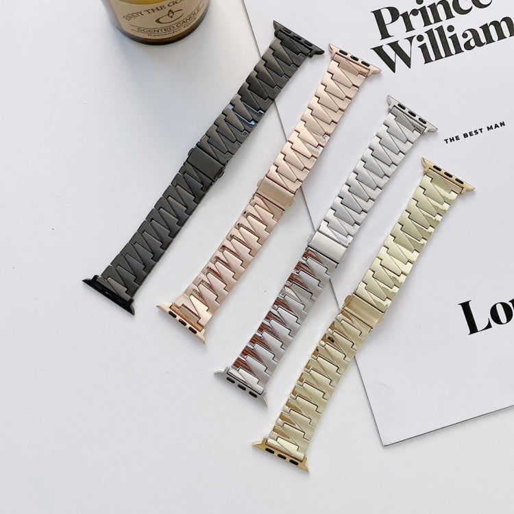 Lightning Shape Stainless Steel Watch Band For Apple Watch Series 9&8&7 41mm / SE 3&SE 2&6&SE&5&4 40mm / 3&2&1 38mm(Gold) by bashfashion