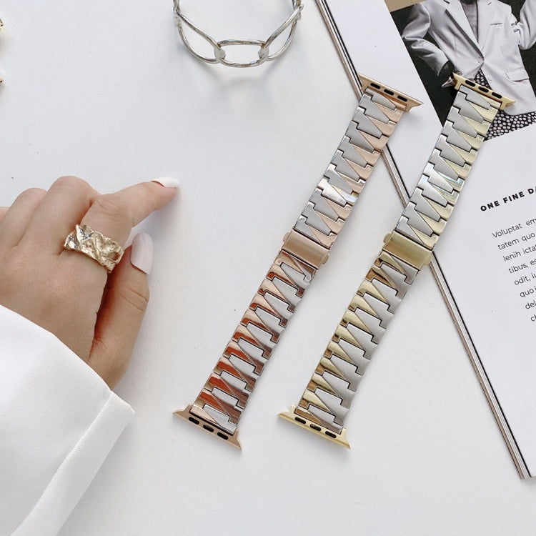 Lightning Shape Stainless Steel Watch Band For Apple Watch Series 9&8&7 41mm / SE 3&SE 2&6&SE&5&4 40mm / 3&2&1 38mm(Gold) by bashfashion